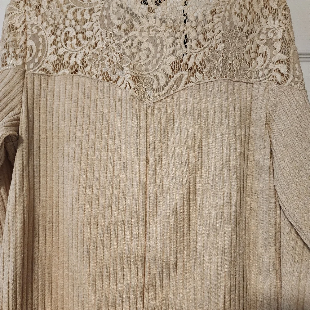 Democracy top, size medium. Long sleeve. Tan. - Picture 2 of 3